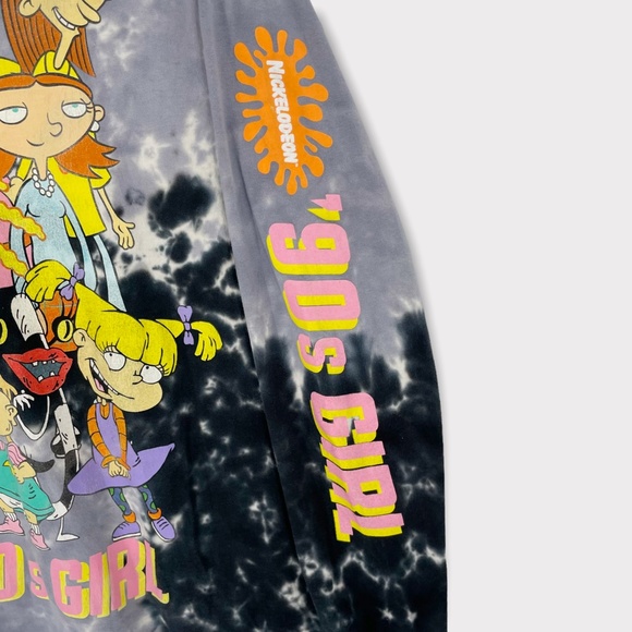 Nickelodeon Gray Tie Dye 90s Girl Graphic Long Sleeve Tee Size Small - Picture 5 of 9